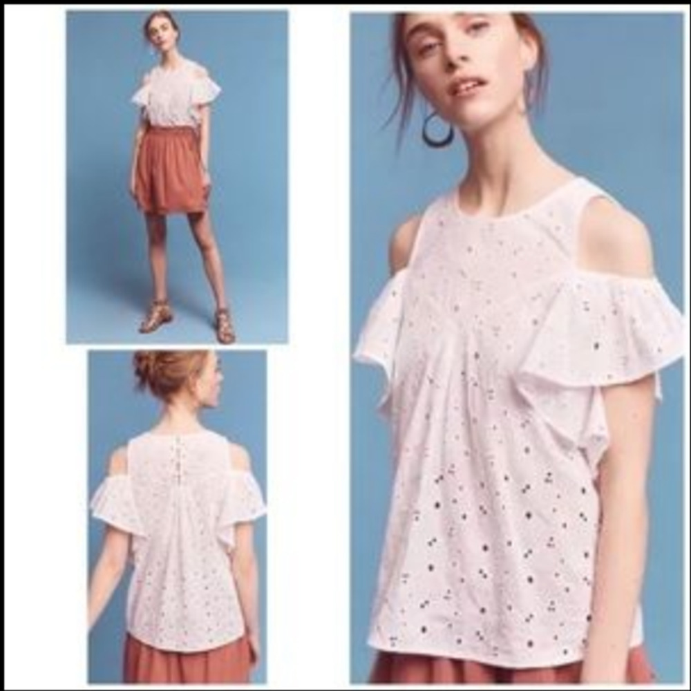Anthropologie Maeve breezy eyelet cold shoulder